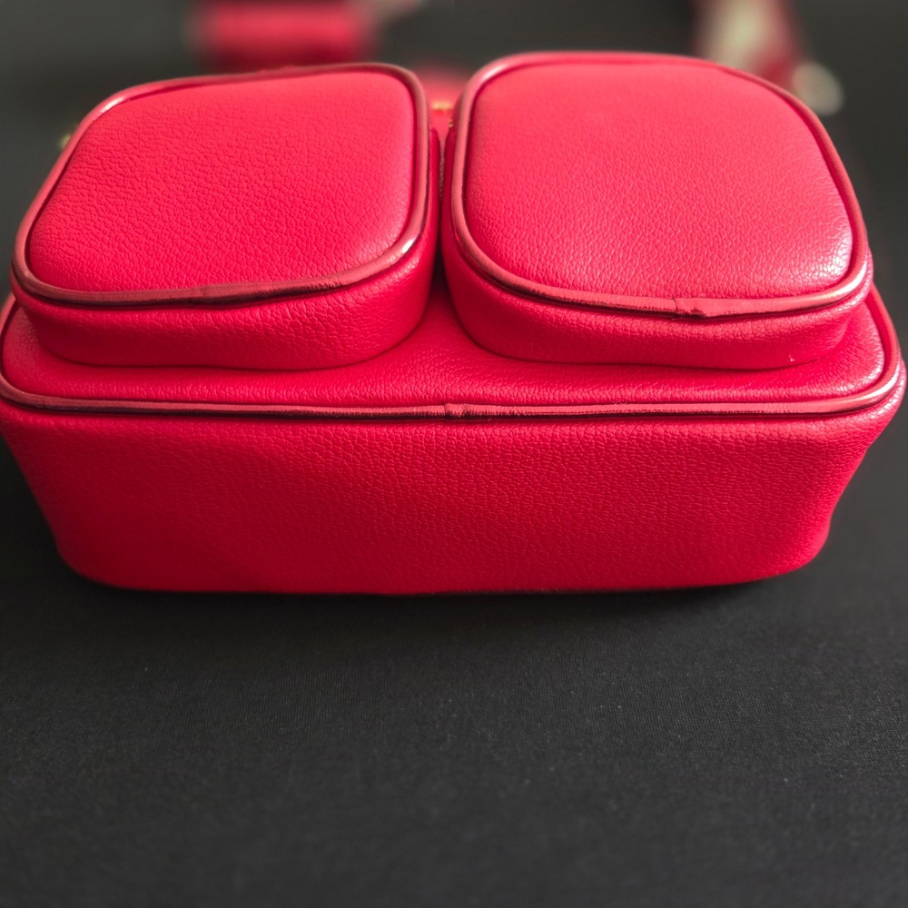 Michael Kors Jet Set Bright Red Leather Medium Pocket Crossbody Bag 35H3GTTC2L - Picture 4 of 9